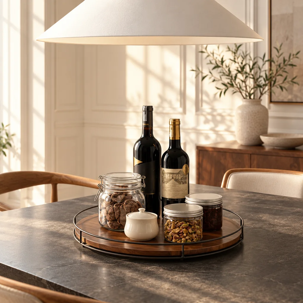 Oak Wood Lazy Susan | 360° Rotating Table Organiser