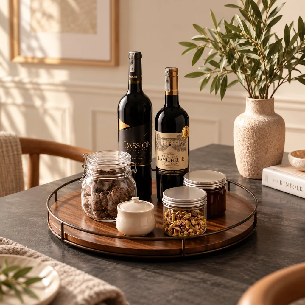 Oak Wood Lazy Susan | 360° Rotating Table Organiser