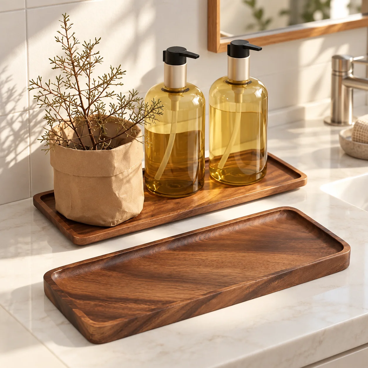 Natural Wood Serving Tray | Coffee, Snacks & Display